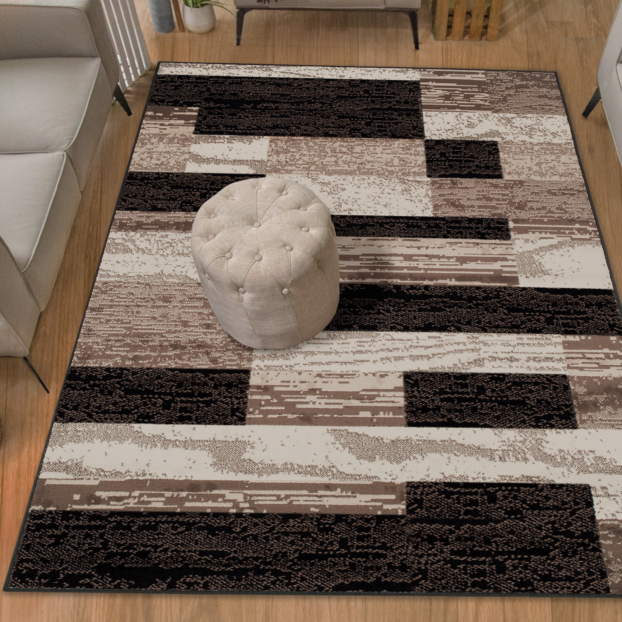 Superior Rockwood Geometric Indoor Area Rug, 6' x 9', Chocolate