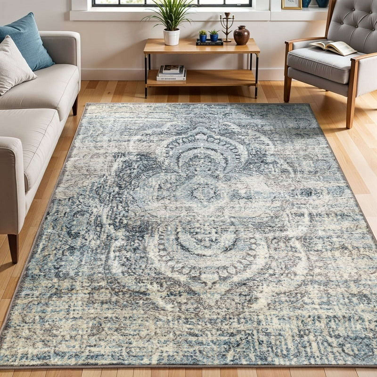 Superior Salford Medallion Indoor Area Rug, 8' x 10', Blue-Beige