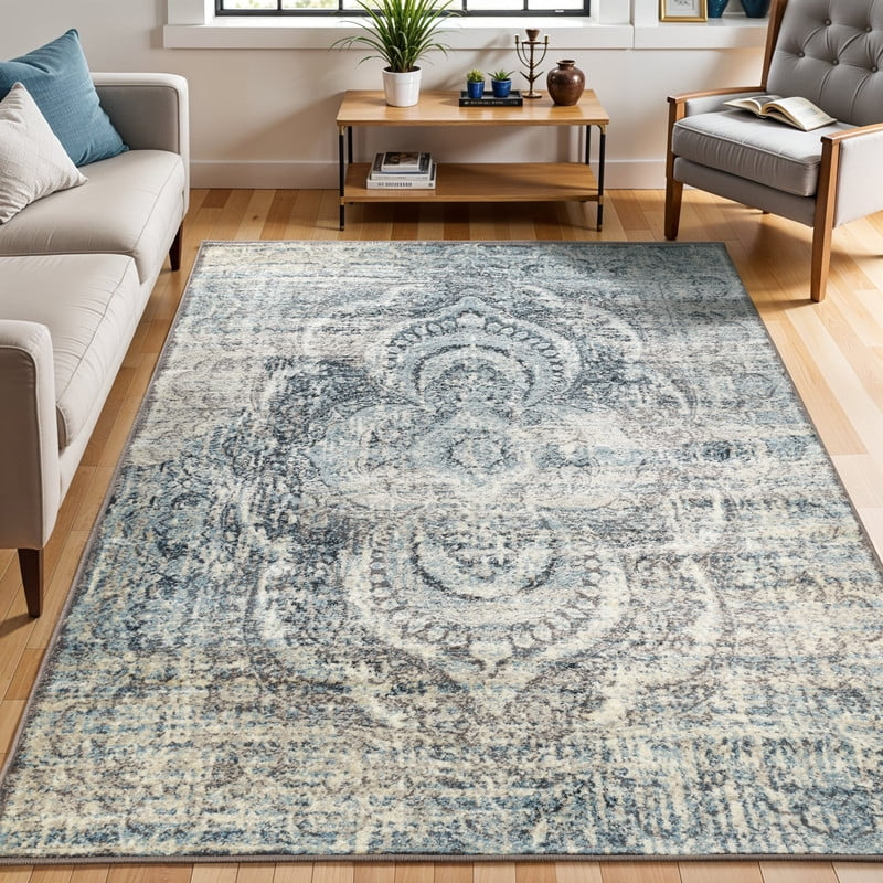 Superior Salford Medallion Indoor Area Rug, 8' x 10', Blue-Beige