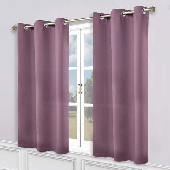 Superior Blackout Solid Light Filtering Grommet Curtain Panel Set, 52"X 63", Wisteria