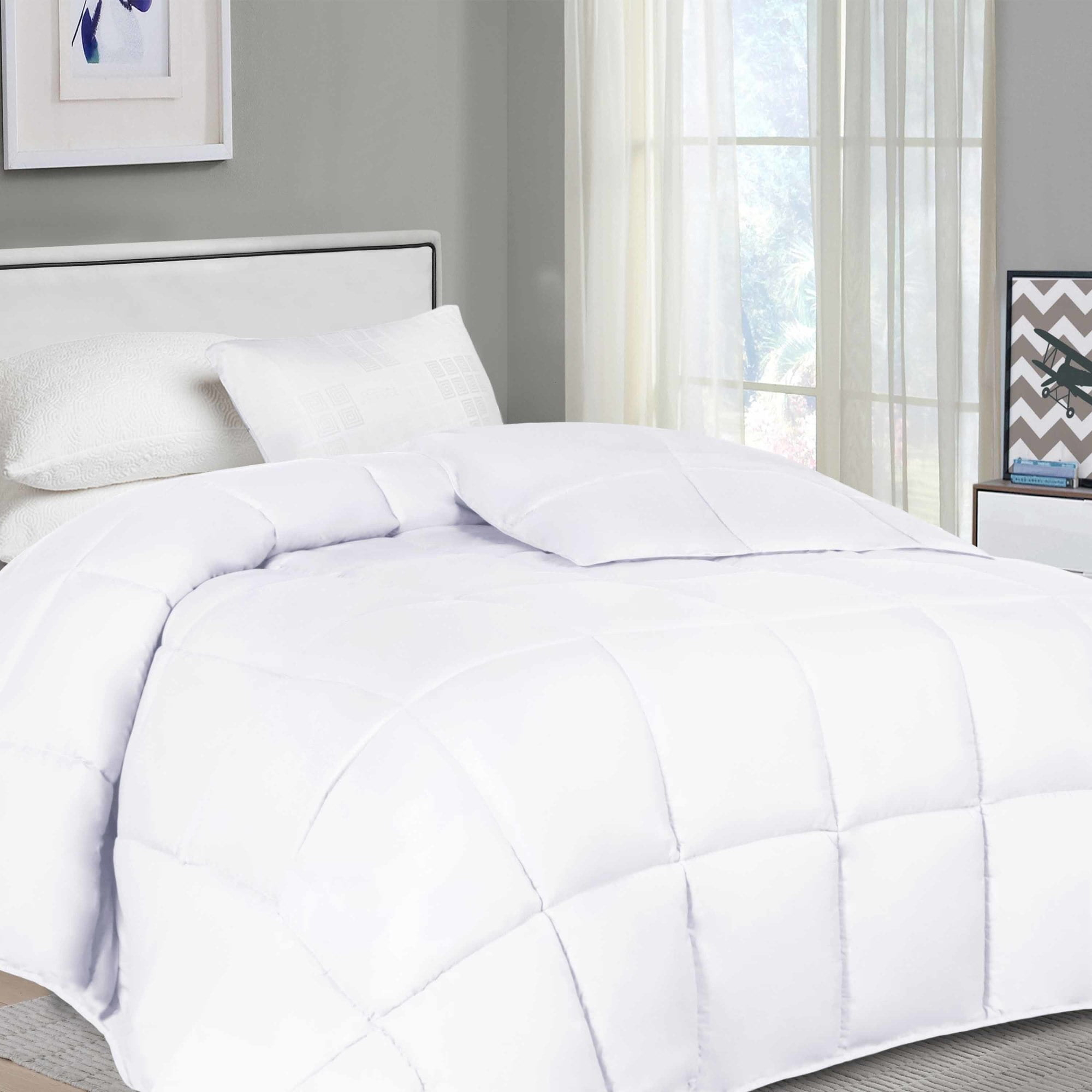 Superior Solid Comforter Down Alternative Bedding, Twin/Twin XL, White
