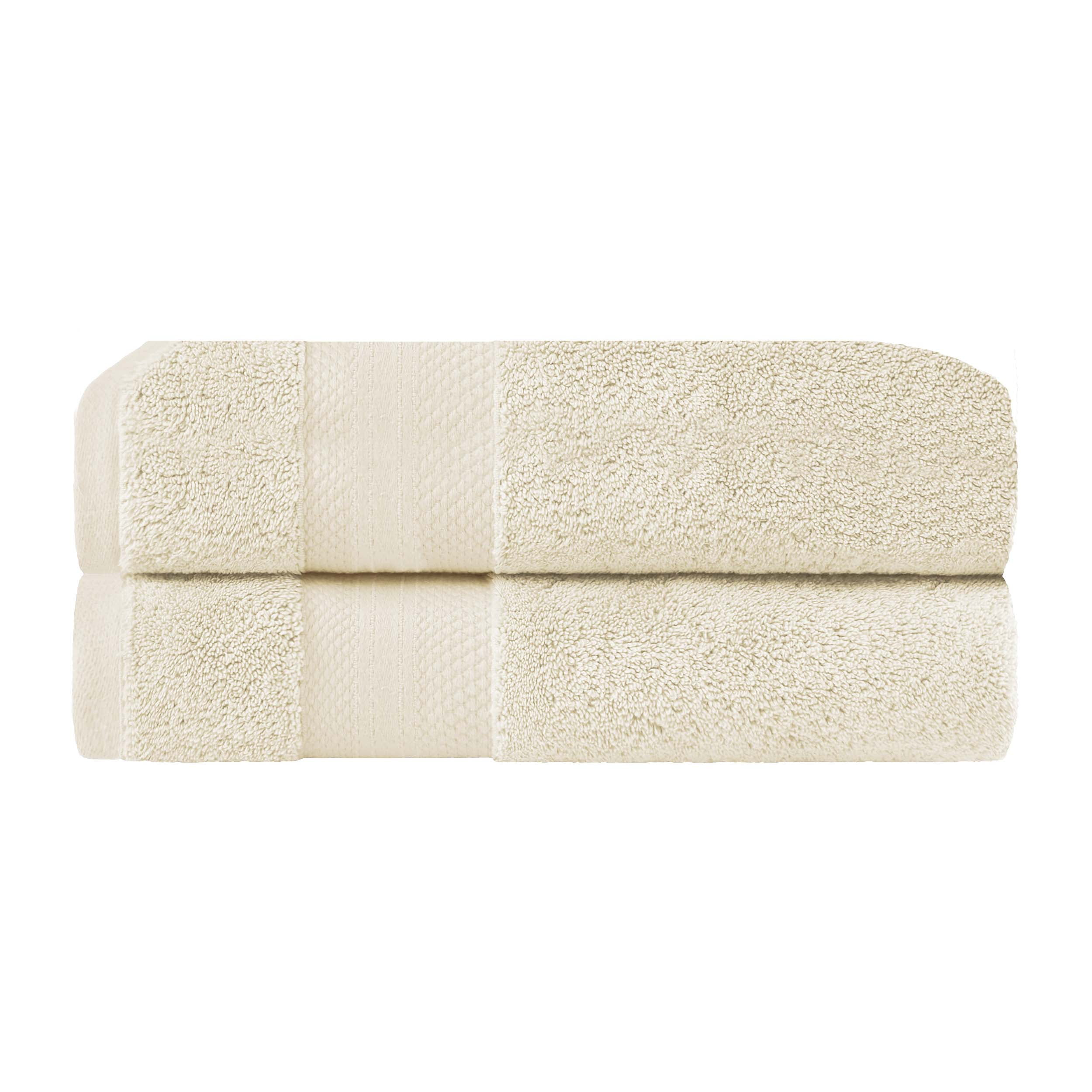 Superior Aria Turkish Cotton Solid Heavyweight Ivory Bath Towel Set of 2