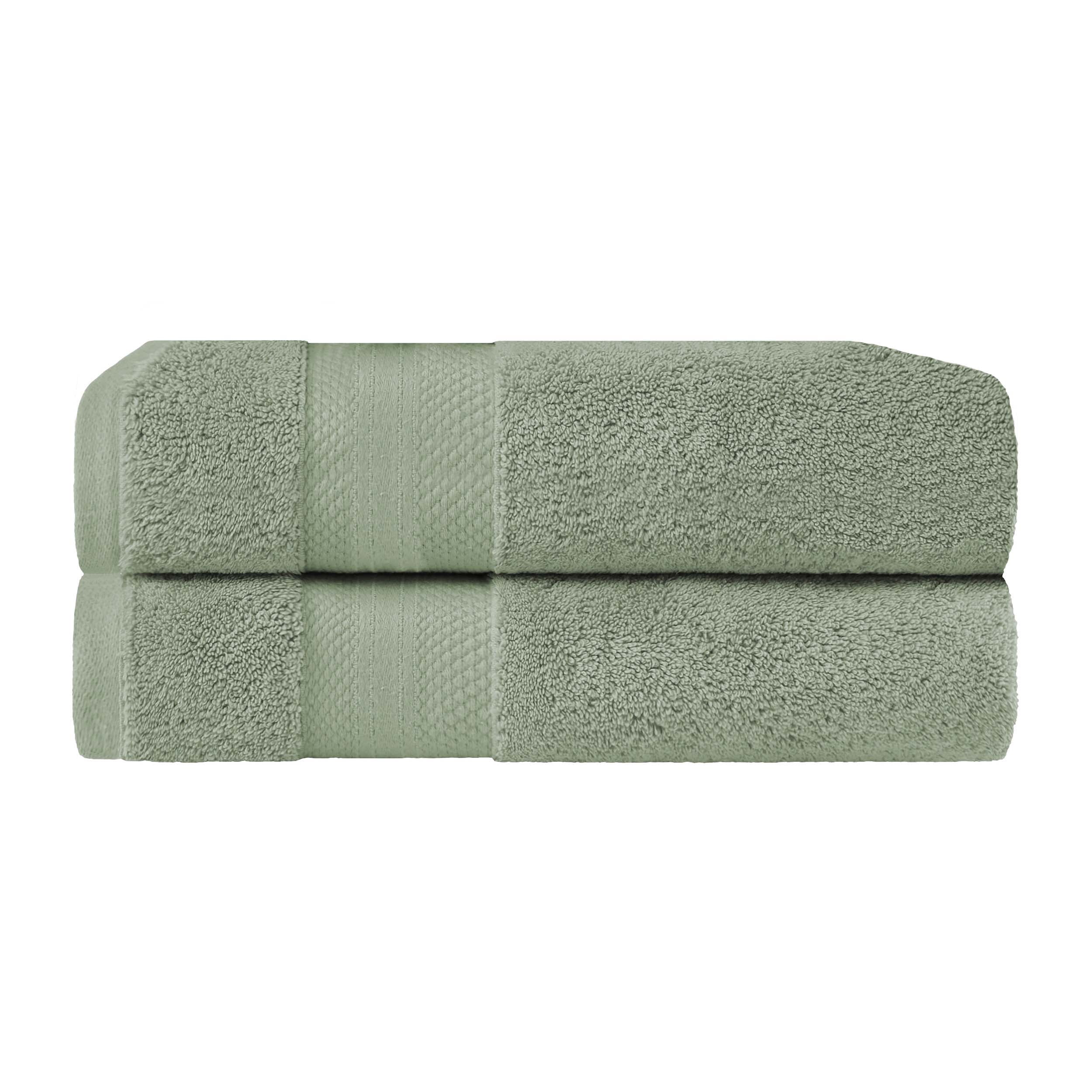 Superior Aria Turkish Cotton Solid Heavyweight Olive Green Bath Towel Set of 2