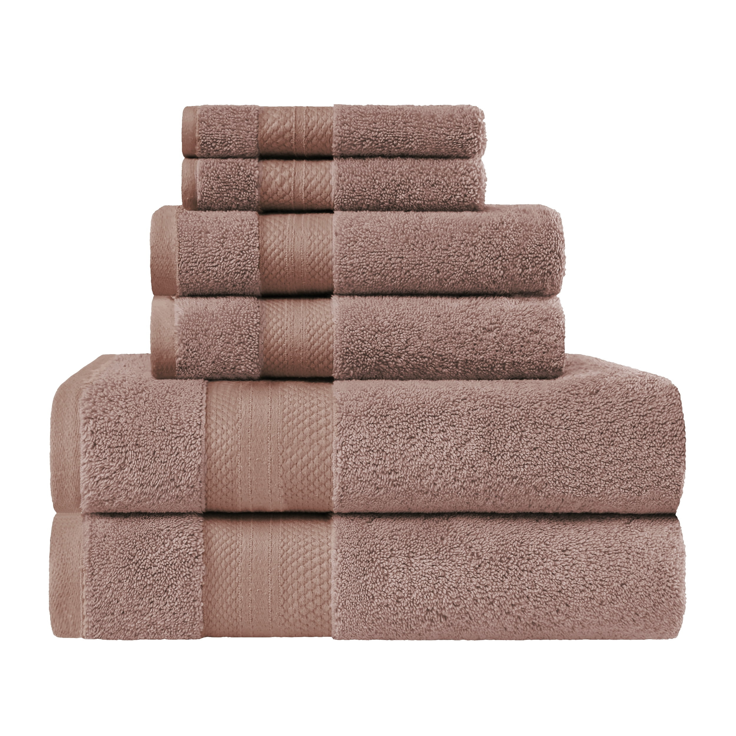 Superior Aria Turkish Cotton Solid Heavyweight 6-Piece Taupe Towel Set