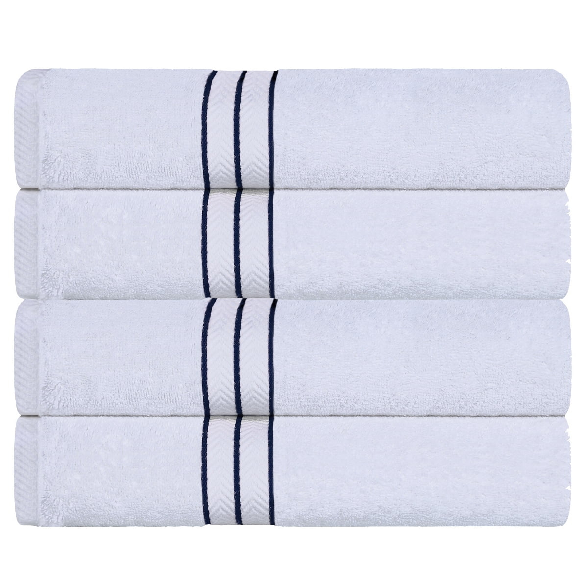 Superior Turkish Cotton Ultra-Plush Bath Towel Set of 4, Navy Blue