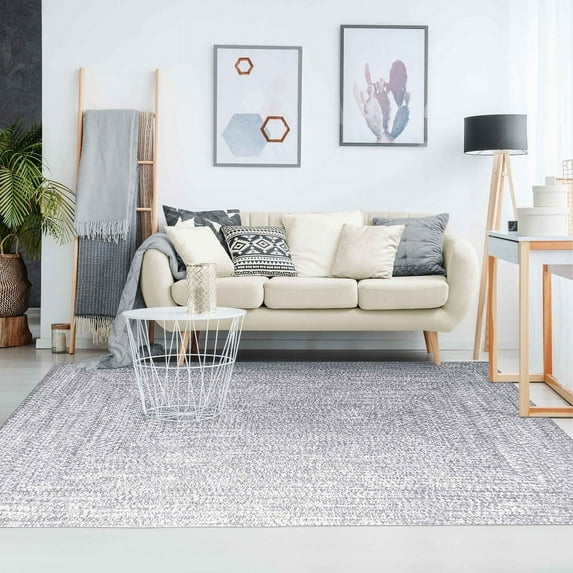 Superior Two-Toned Braided Indoor/ Outdoor Area Rug, Slate/ White, 5' x 8'