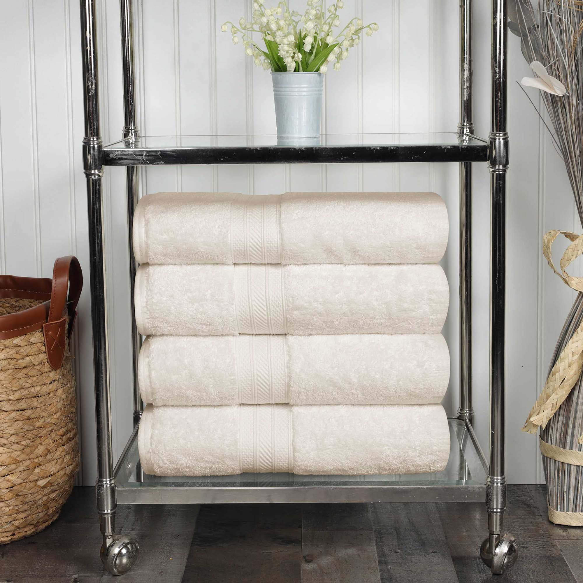 Superior Atlas Cotton Heavyweight 4 Piece Towel Set, Almond