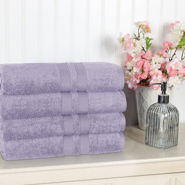 Superior Ultra Soft Cotton Solid 4-Piece Bath Towel Sets, Wisteria