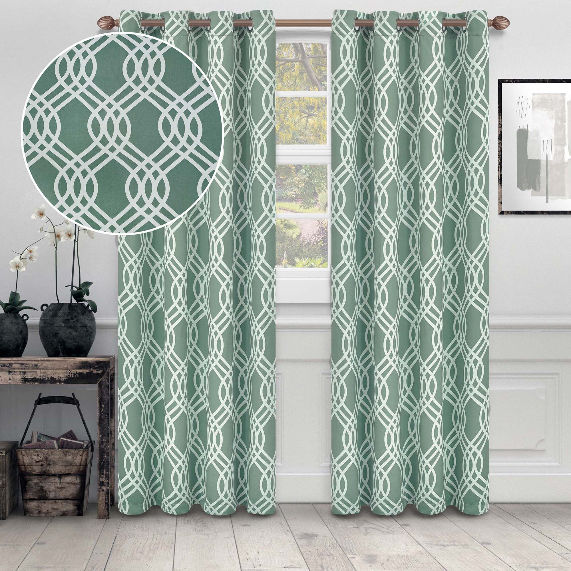 Superior Ribbon Blackout Curtains, Grommet Header, Set of 2, 52" x 96", Teal