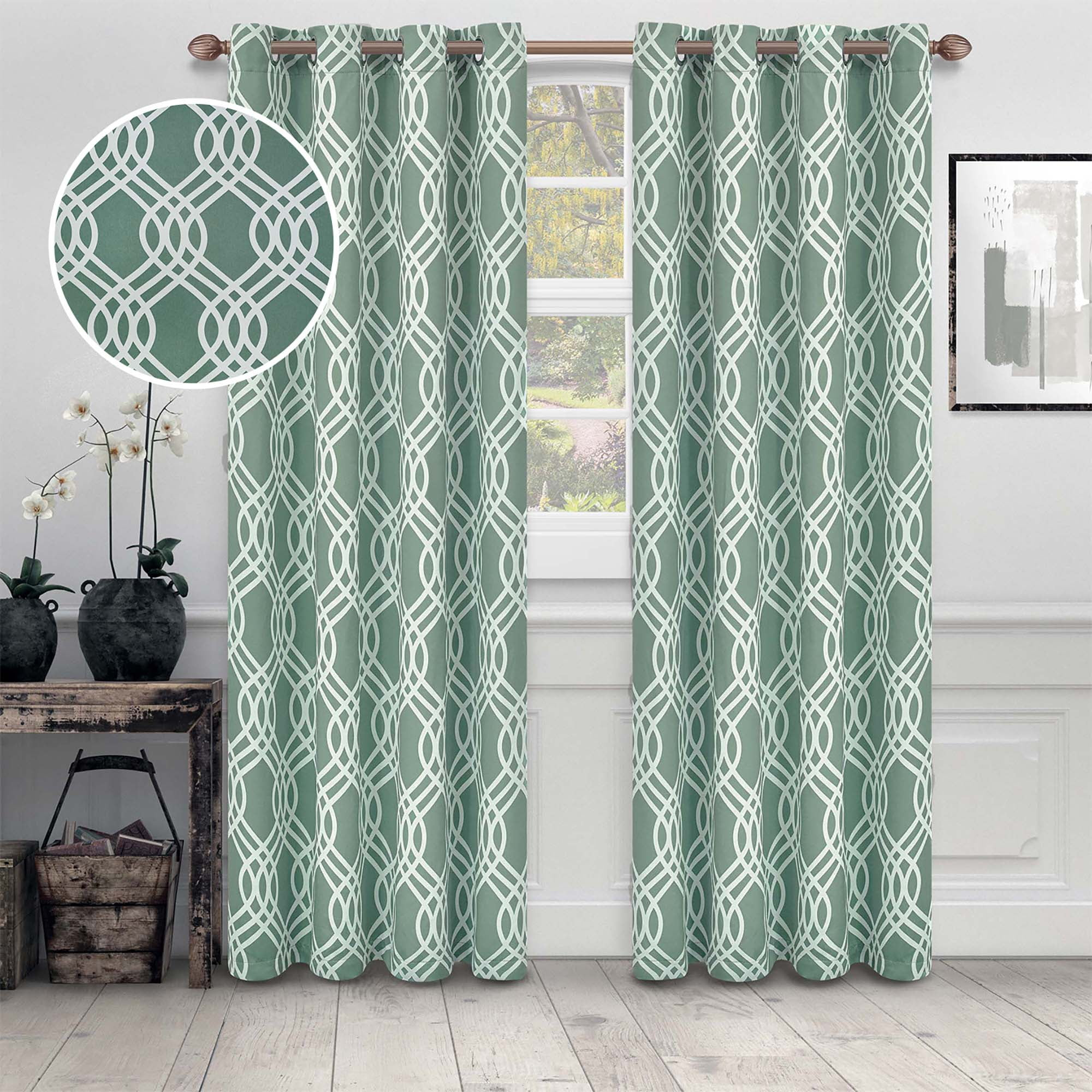 Superior Ribbon Blackout Curtains, Grommet Header, Set of 2, 52" x 96", Teal
