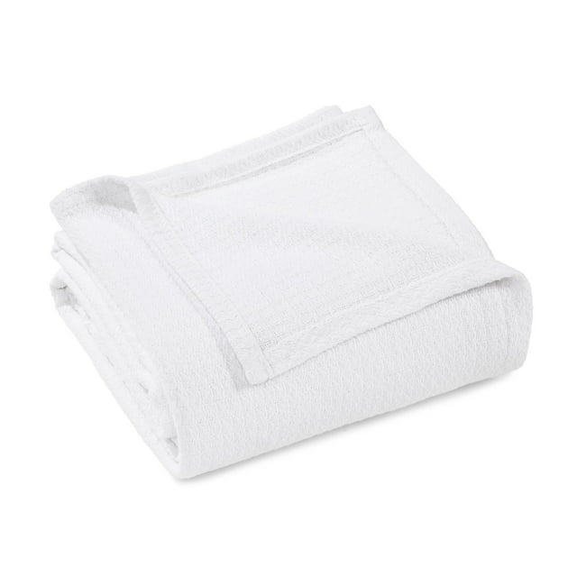 Superior Waffle Weave Knit Cotton Blanket, King, White