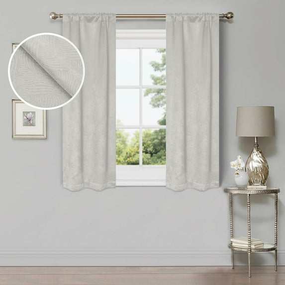 Superior Waverly Blackout Curtains, Rod Pocket, Set of 2, 26" x 63", Ivory