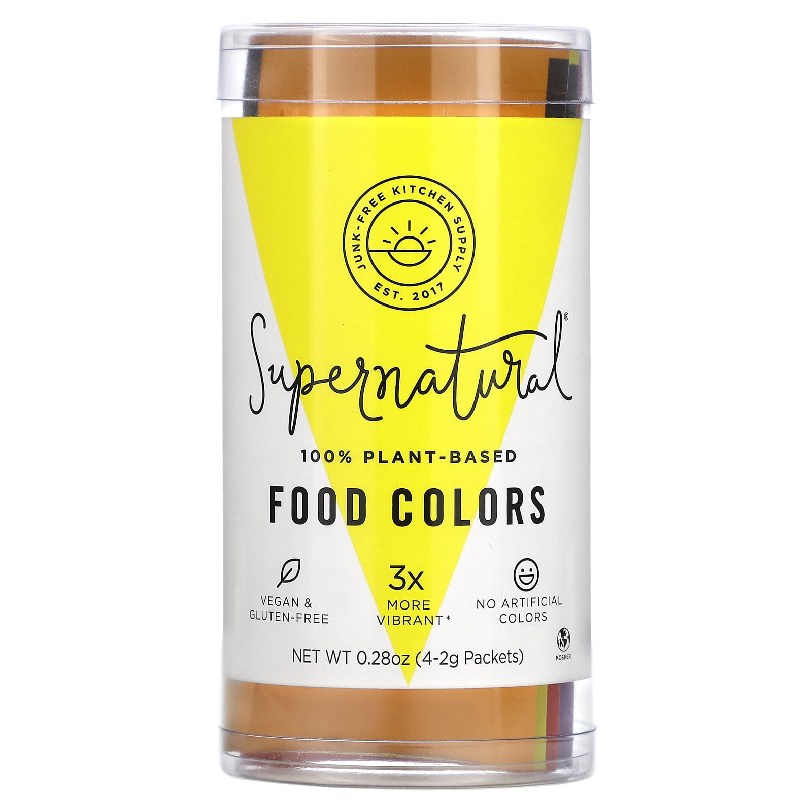 Supernatural Kitchen 100% Plant-Based Food Colors, 4 Packets, 0.28 oz (2 g) Each
