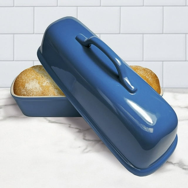 Sassafras Superstone® Covered Bread Baker with Lid - Bisque Glazed Exterior and Unglazed Interior Stoneware Bakeware - Bakes an Artisan Italian Bread with Crusty Crust and a Light Crumb