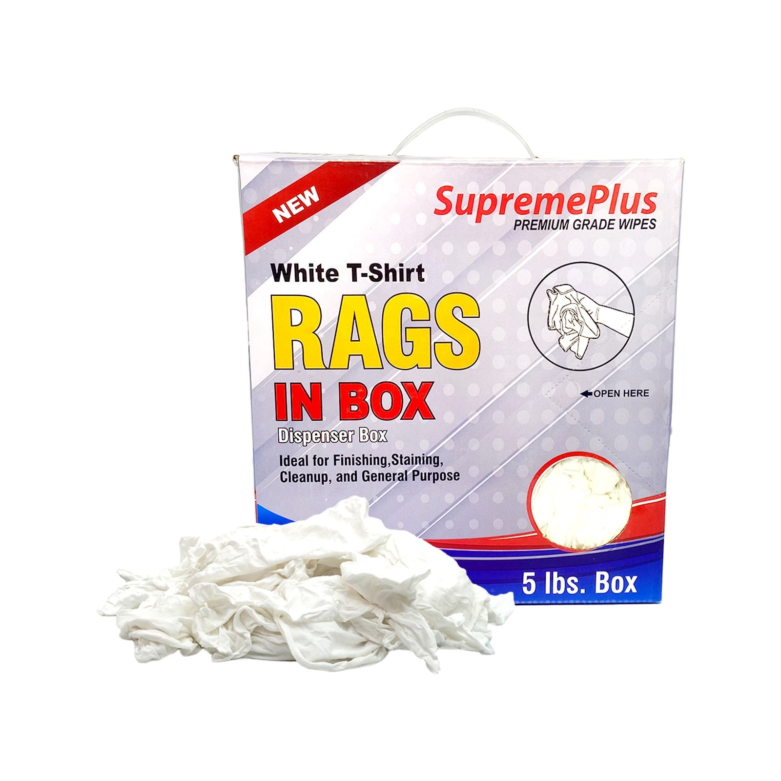 SupremePlus New White Knit T-Shirt Rags, Multipurpose Cleaning Cloth Wipe - 10 lbs. Box