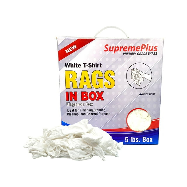 SupremePlus New White Knit T-Shirt Rags, Multipurpose Cleaning Cloth Wipe - 10 lbs. Box