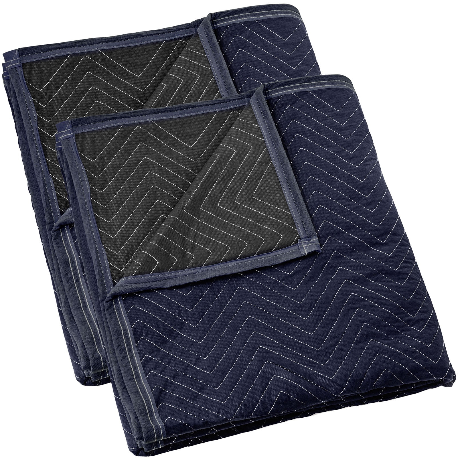 Navy Blue and Black Heavyweight Quilted Moving Blankets, 80" x 72"