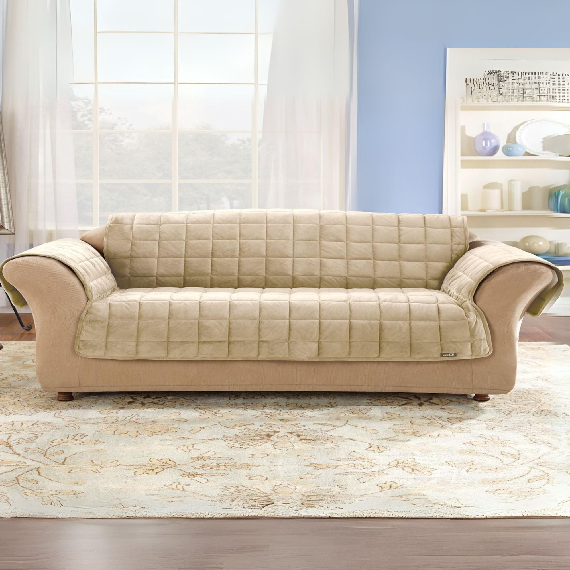 SureFit  Deluxe Pet Sofa Furniture Cover Ivory