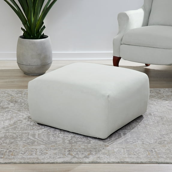 SureFit Funda Otomana Cuadrada de ante Elástico con Parte Inferior Elástica, Funda Otomana Individual Gris Claro