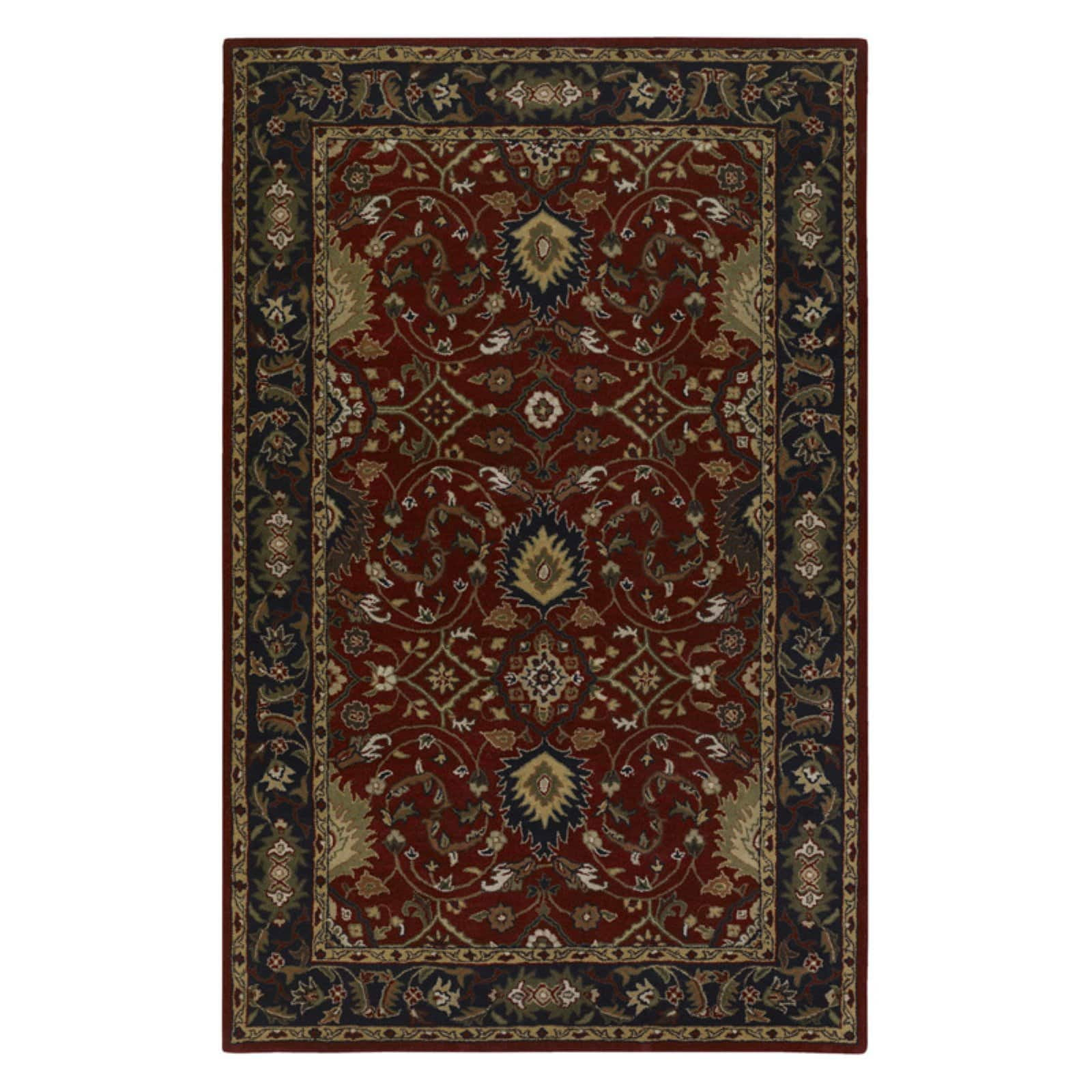 Surya  Caesar Rug- 100% Wool- Hand Tufted- Red/Black/Olive/Gold/Rust/Tan- 4'X6'