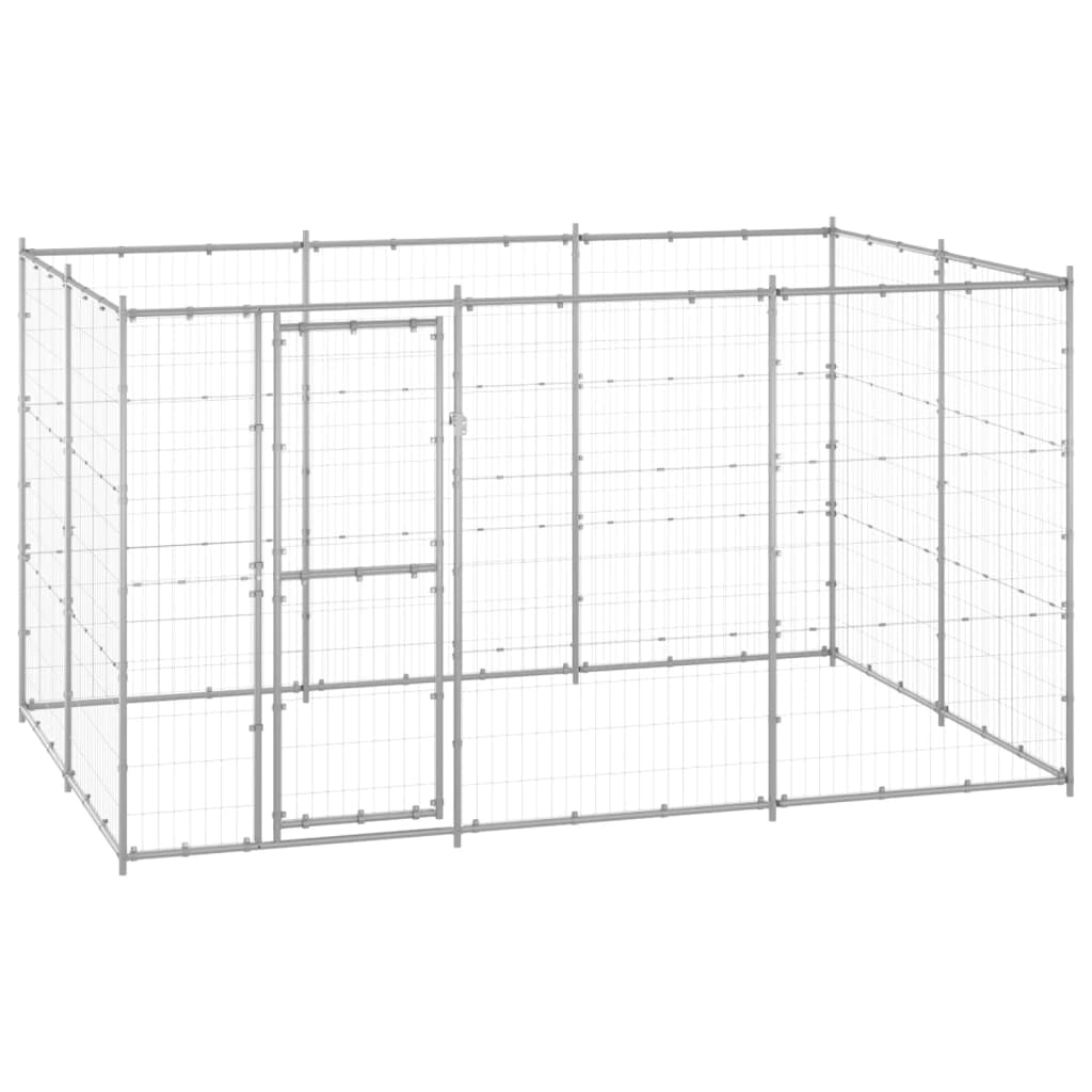 vidaXL Outdoor Dog Kennel Galvanized Steel 78.1 ft²