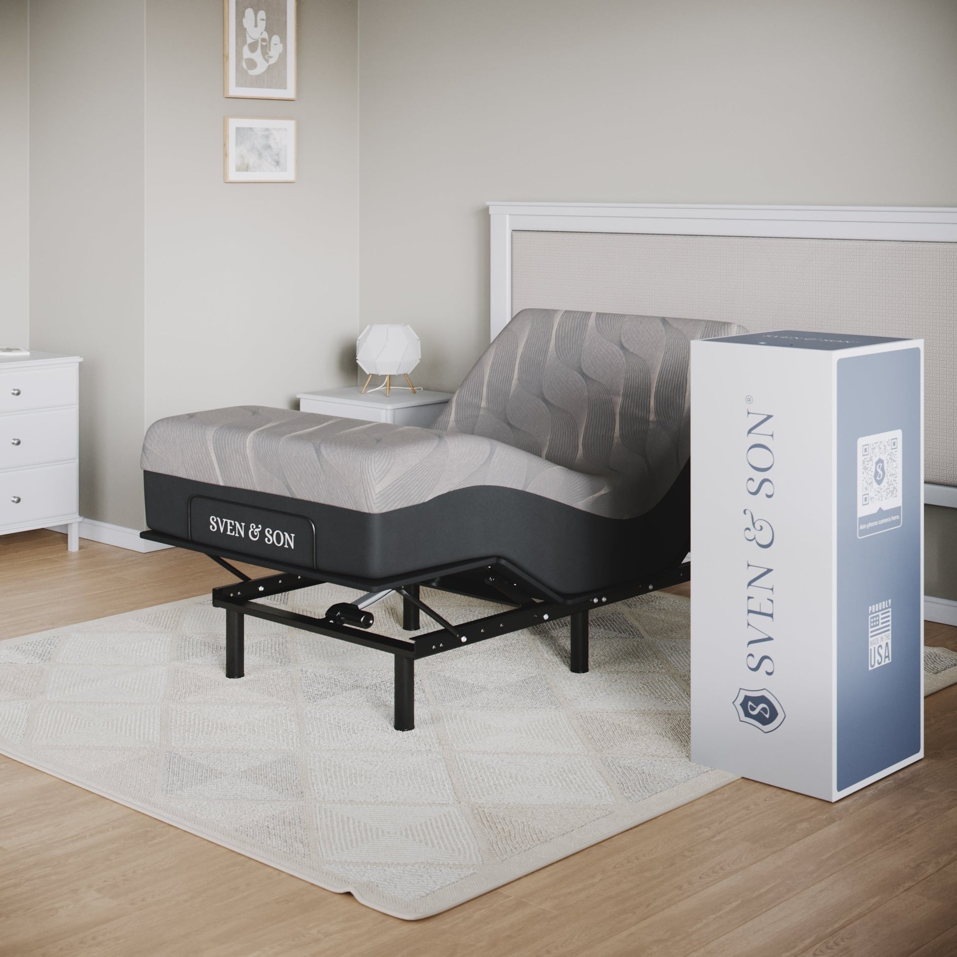 Sven & Son Essential Adjustable Bed Base (Frame) + 12 in Memory Foam Matt (Medium), Easy Assembly, Head and Foot Lift, Memory Positions, Zero Gravity, Wireless Remote - Twin XL