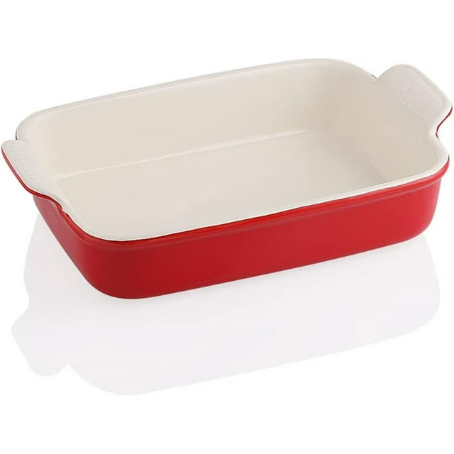Sweejar Porcelain Baking Dish, Rectangular Bakeware Lasagna Pan, Casserole Dish for Daily Use, 13*9.6 inch ,Red