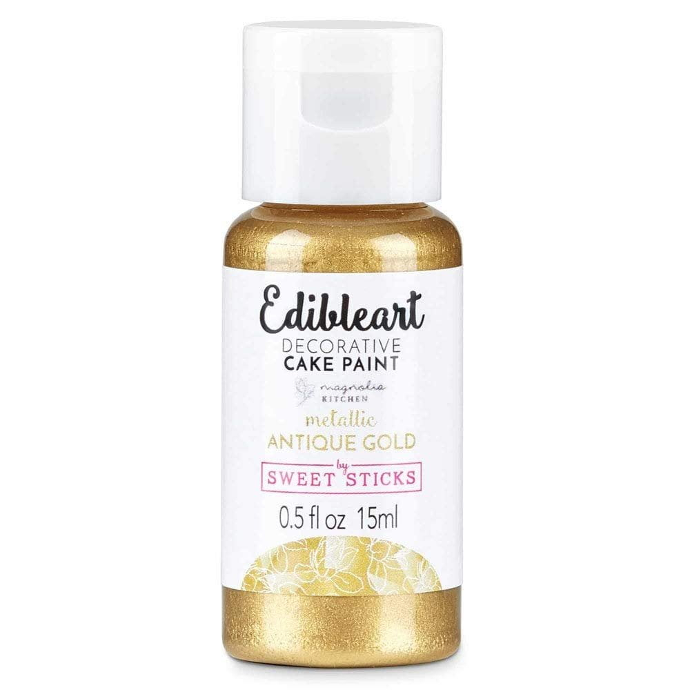 Sweet Sticks Edible Art Metallic Food Paint, 15ml, Antique Gold