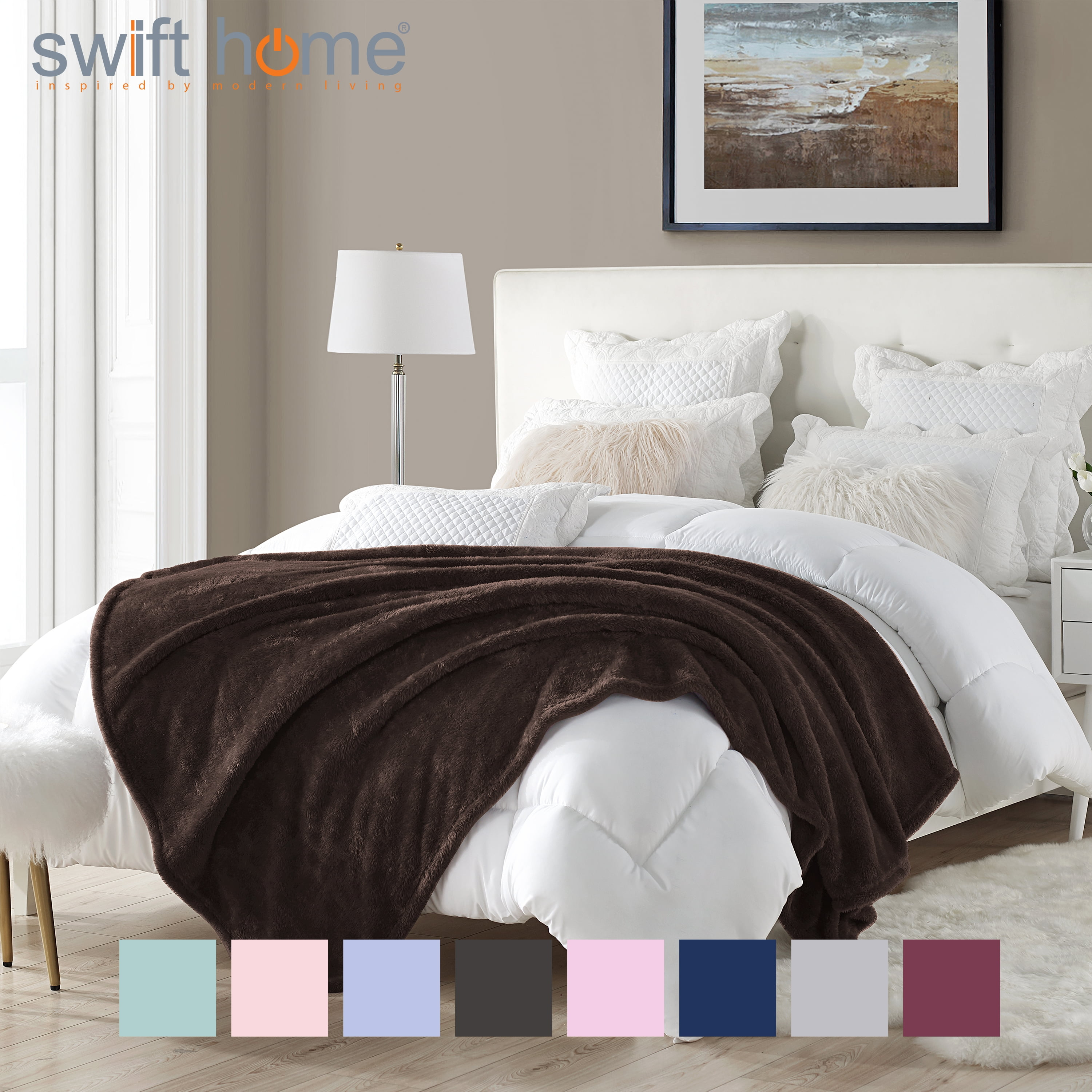 Swift Home Oversized 60" x 70" Extra-Fluffy High Pile Cotton Candy Soft Faux Fur Throw Blanket
