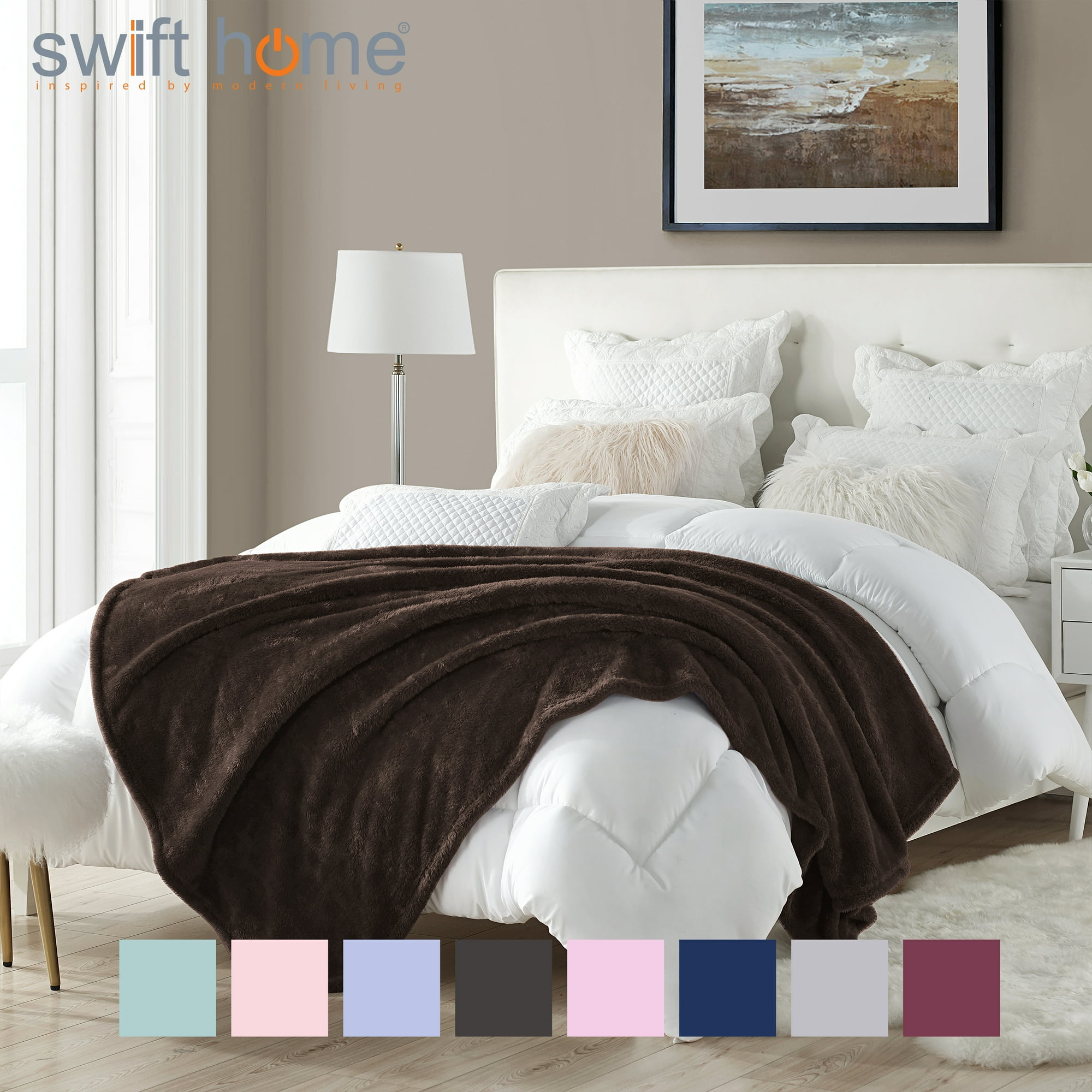 Swift Home Oversized 60" x 70" Extra-Fluffy High Pile Cotton Candy Soft Faux Fur Throw Blanket