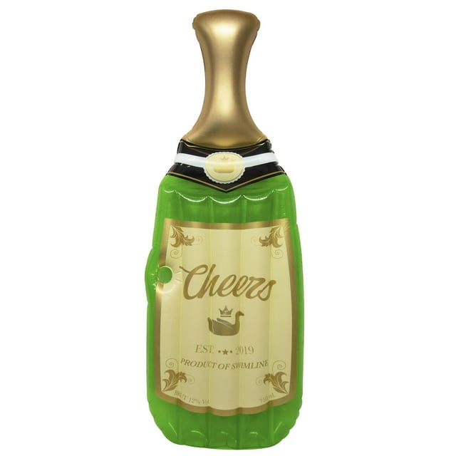 Swimline 90661M Giant 86" Inflatable Cheers Bubbly Champagne Pool Float or Lake Raft Lounger for 1 Person, Green & Gold