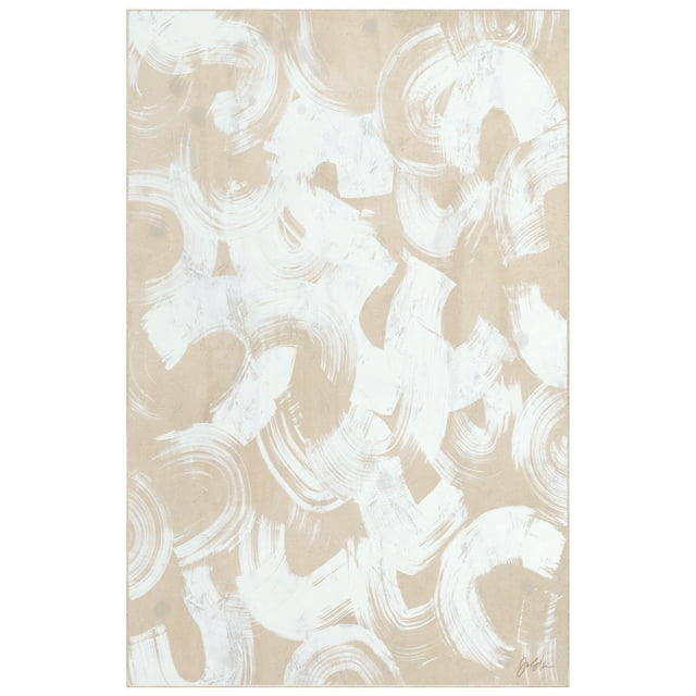 Swish Stone I Washable Abstract Art Area Rug size 5'x8'