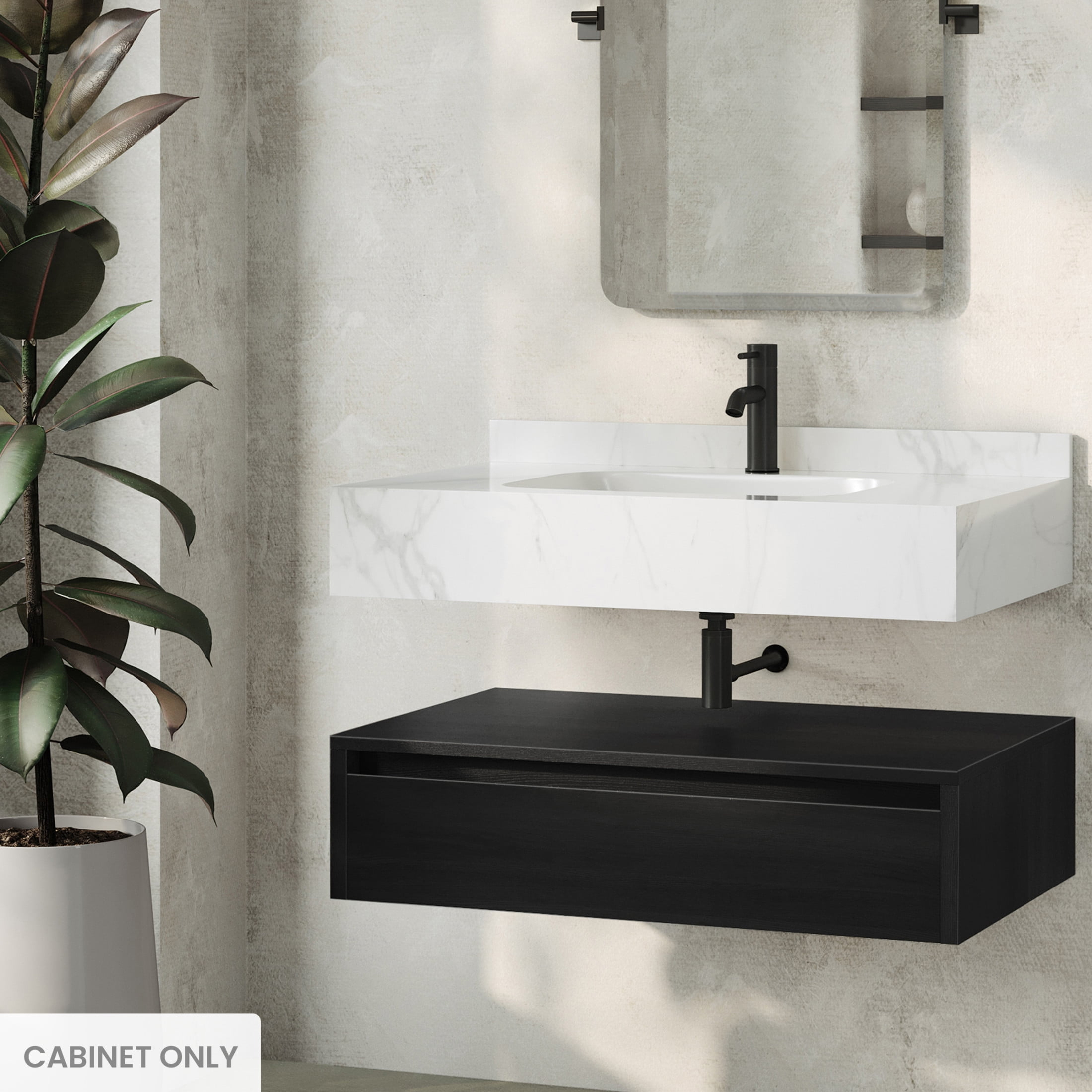 Swiss Madison Avancer 36" Wall-Mounted Bathroom Vanity Cabinet without Top in Black Oak
