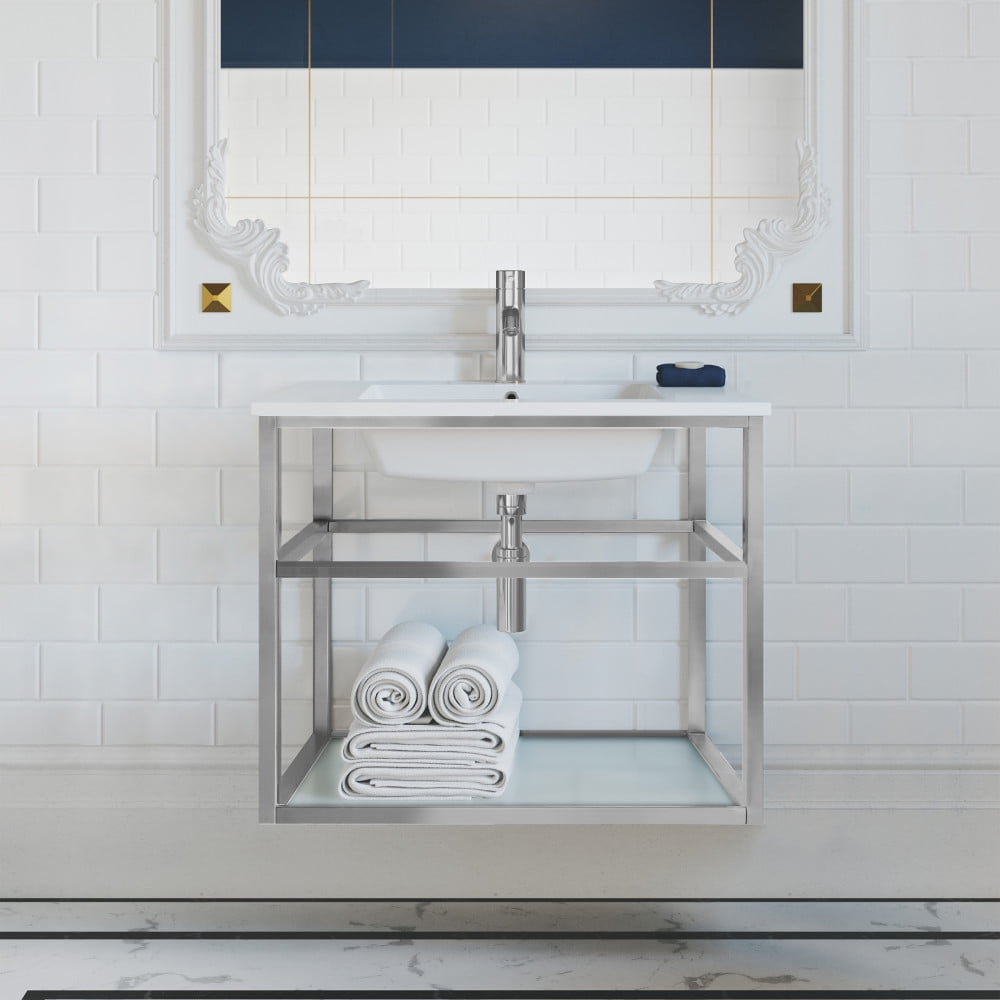 Pierre 30 Single, Open Shelf, Metal Frame Bathroom Vanity
