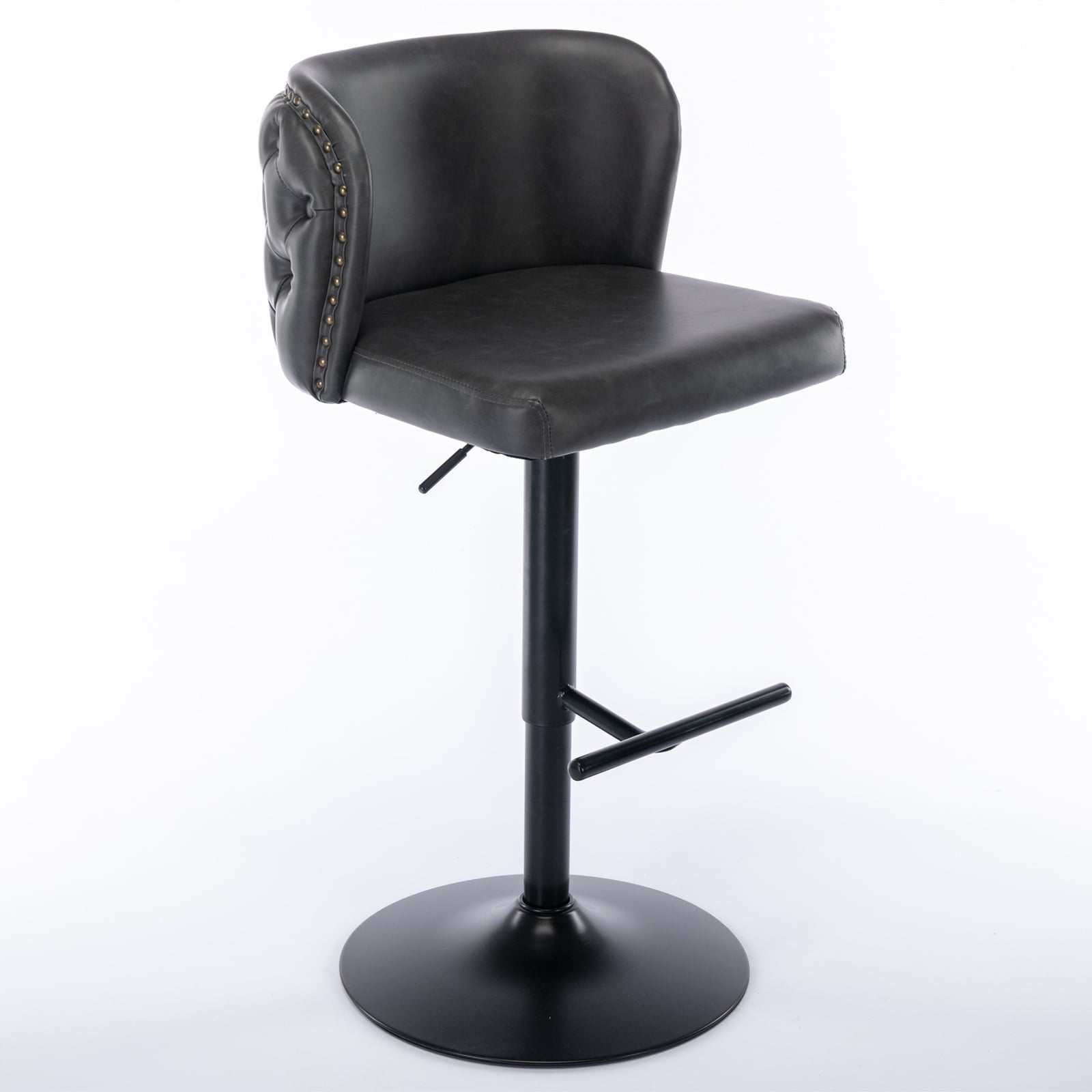 Swivel BarstoolsOf 2, Adjusatble SeatPU Upholstered Bar Stools WithWholeTufted, For Pub,