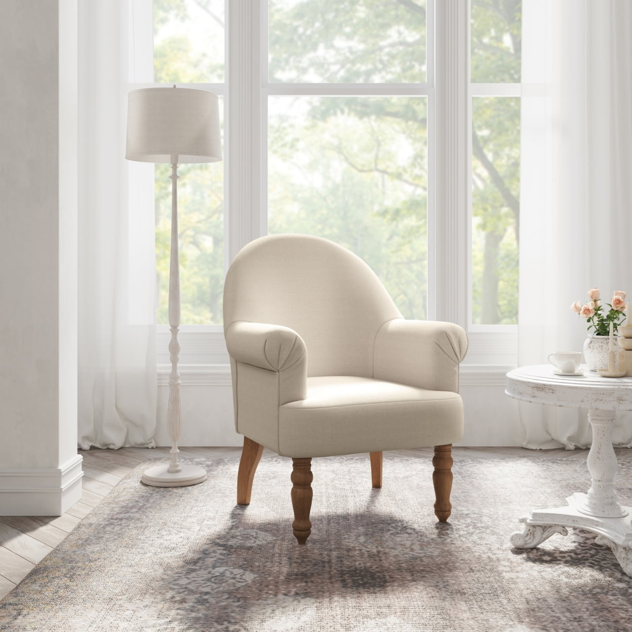 Syed Accent Chair Upholstered Flared Arms Curved Back Living Room Bedroom Rustic