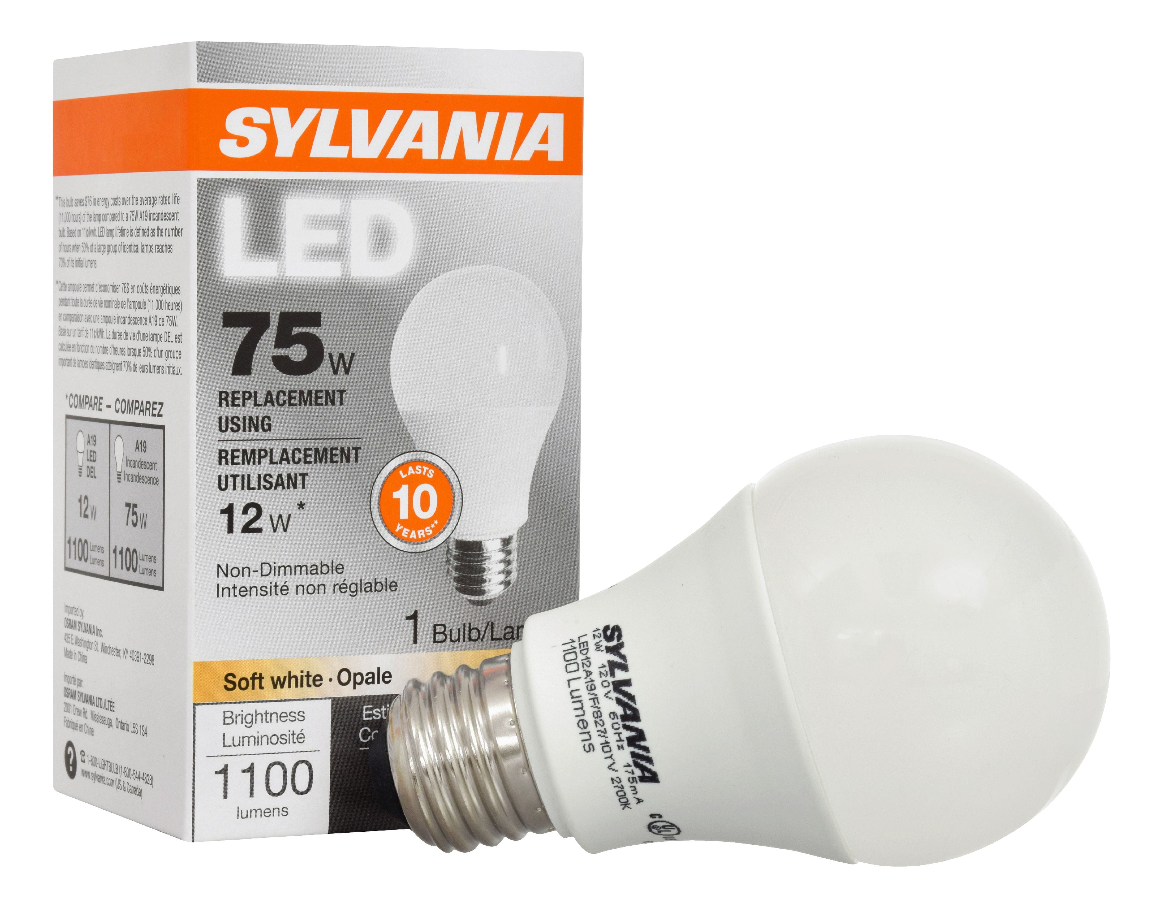 Sylvania LED Light Bulb, A19, 75W Equivalent, Soft White