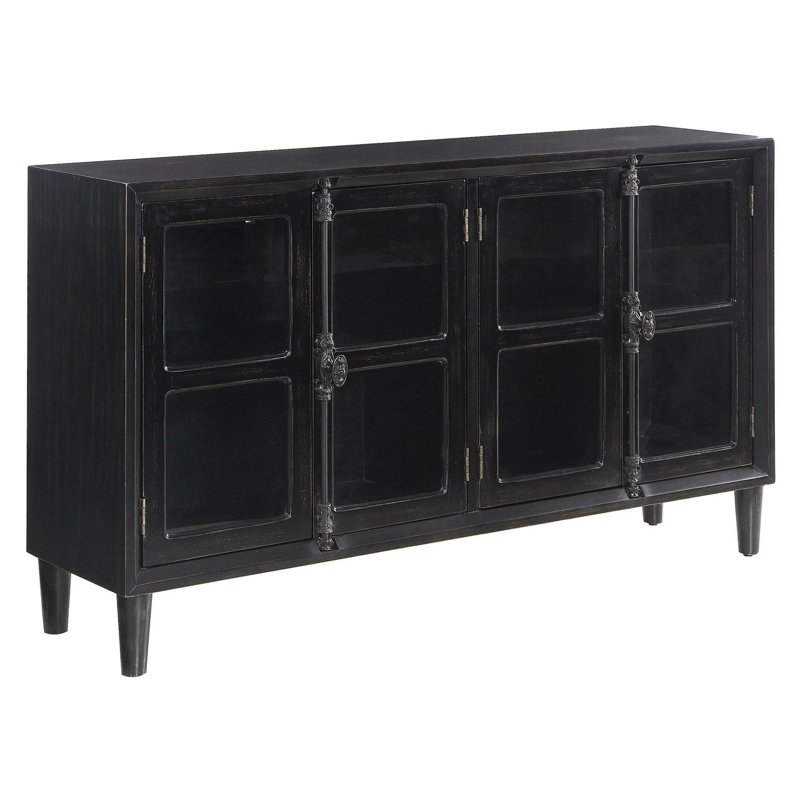 Coaster Mapleton 4 Glass Door Modern Wood Accent Cabinet Black