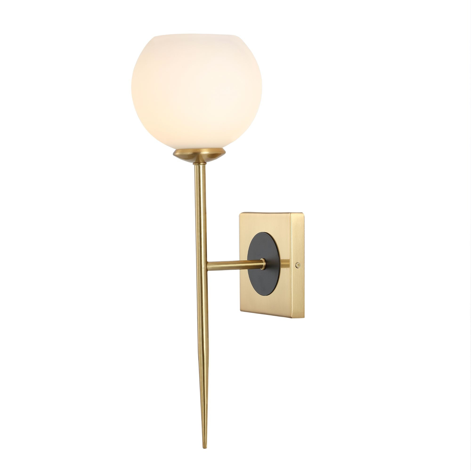 Sylvie 6" 1-Light Coastal French Country Iron LED Sconce, Brass Gold/White