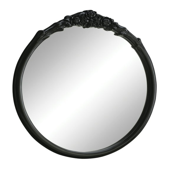 Sylvie French Provincial Round Wall Mirror Black