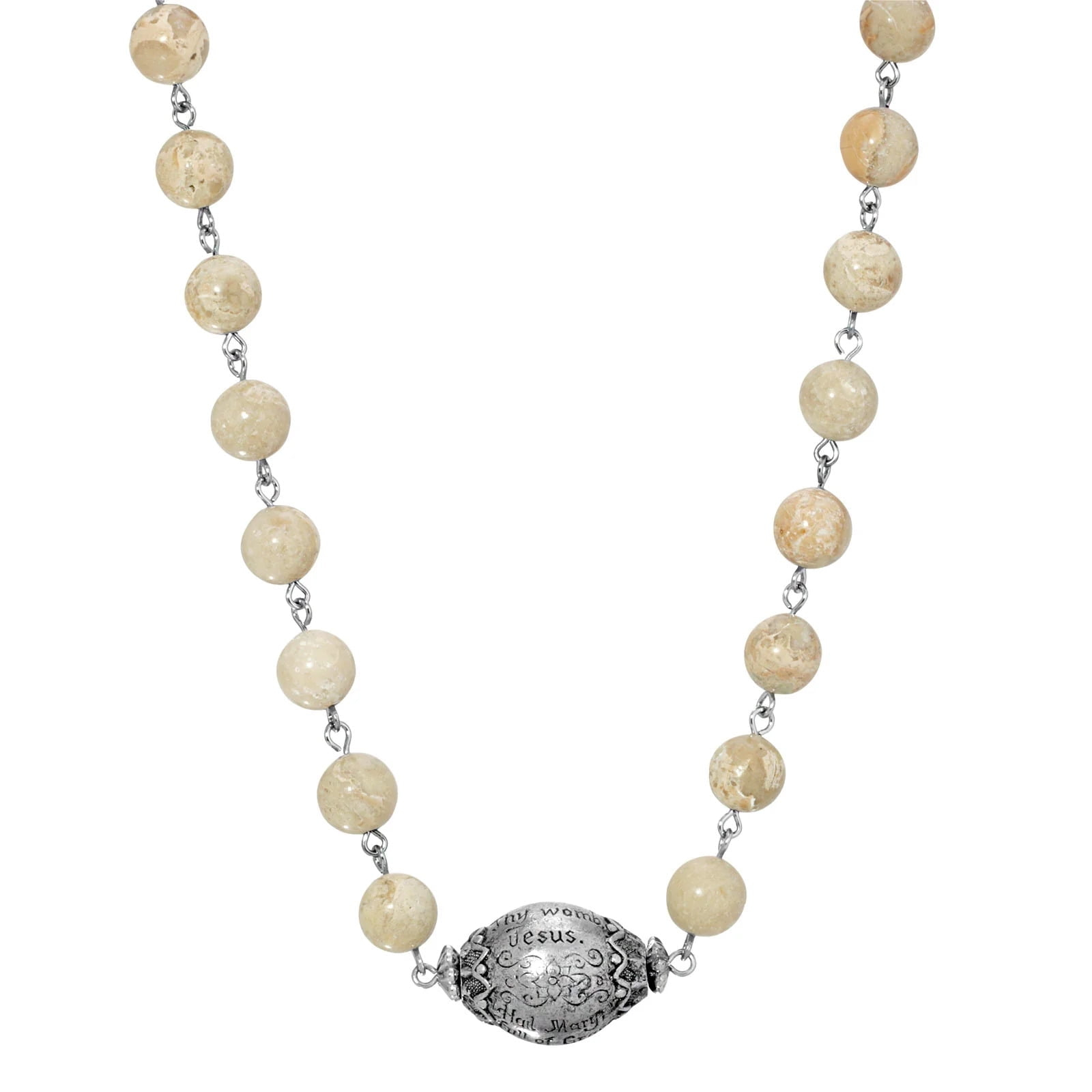 Symbols Of Faith Hail Mary Beaded Prayer Necklace 15 + 3 Extender