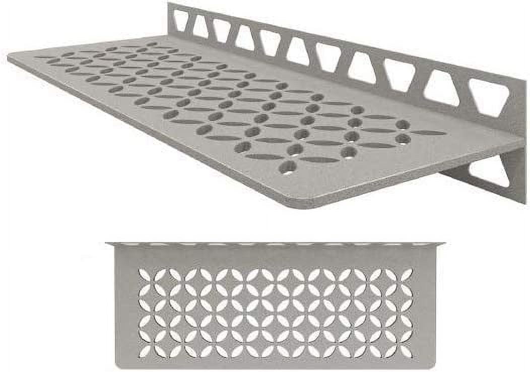 Systems Wall Shelf-W - Floral Design -Stone Grey - (SWS1D5TSSG) Kerdi-Line Shower Accessory