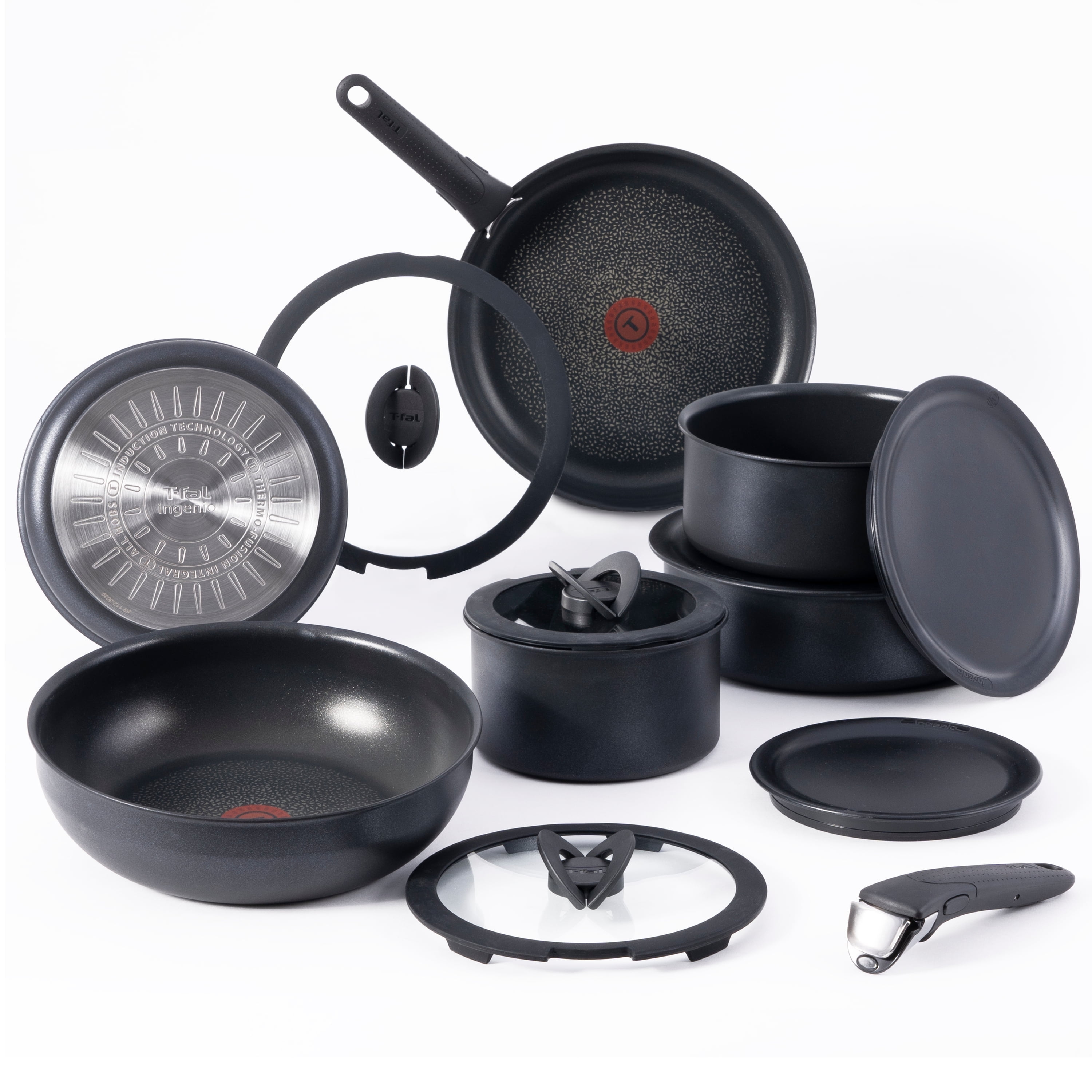 T-fal Ingenio Expertise Nonstick 14-Piece Cookware Set, Induction Oven Safe up to 500F, Detachable Handle, Onyx Black