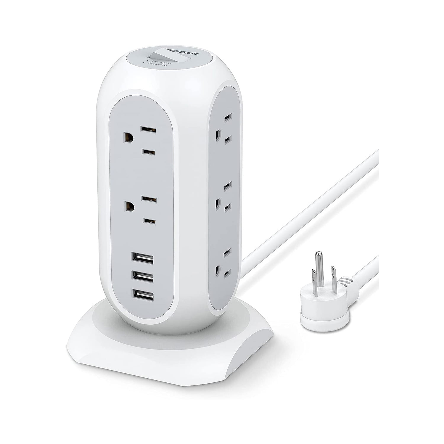 TESSAN Power Strip Tower w/ Surge Protector, 11 AC Outlets, & 3 USB Ports