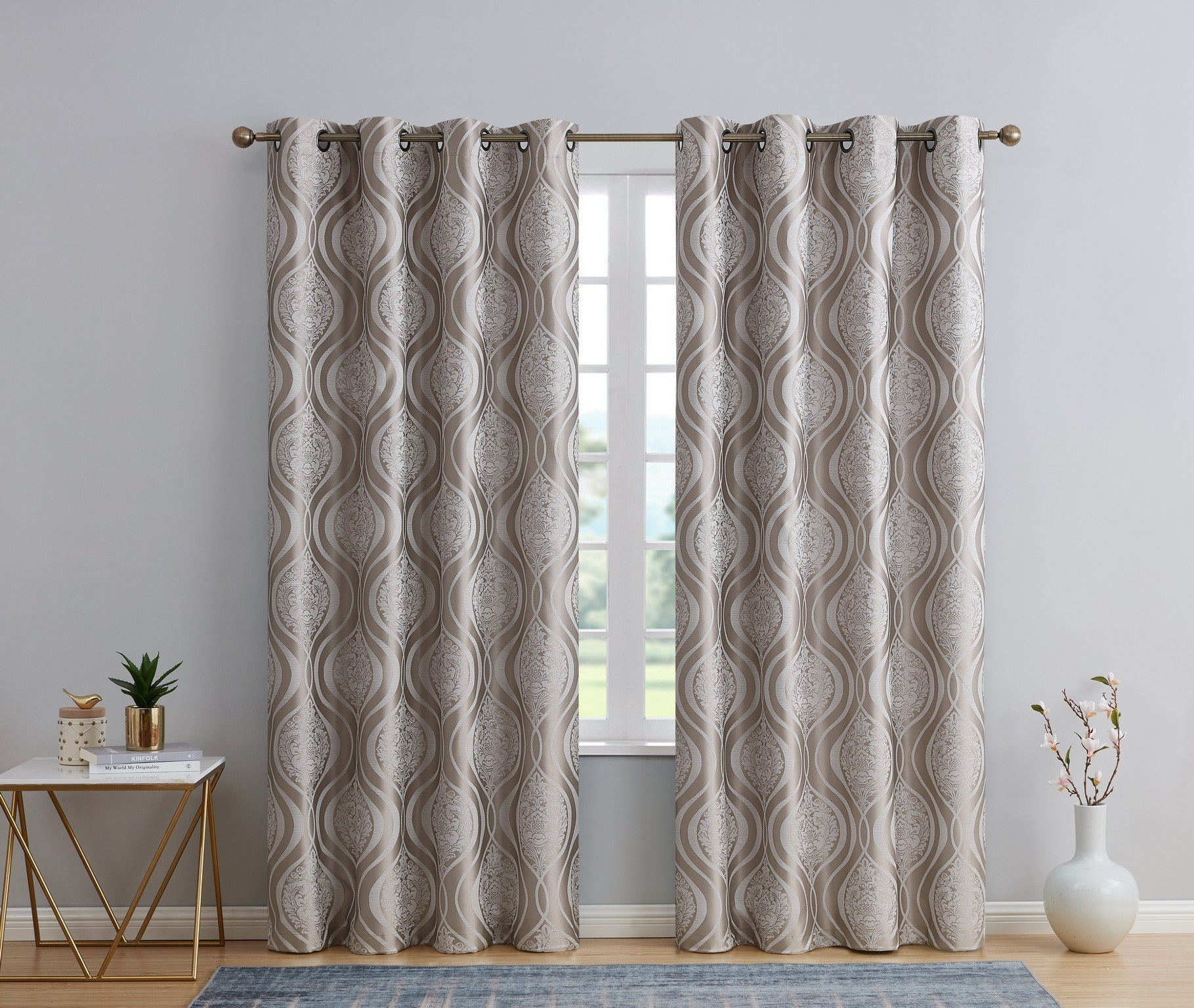 THD Sophia 100% Complete Blackout Privacy Energy Efficient Grommet Window Treatment Curtains - Pair