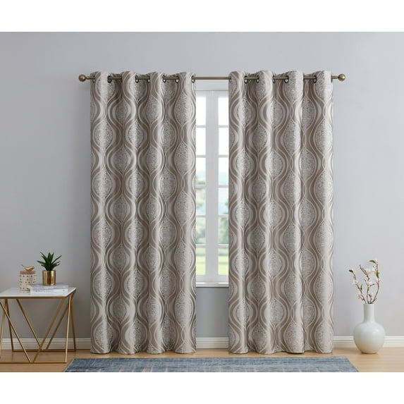 THD Sophia 100% Complete Blackout Privacy Energy Efficient Grommet Window Treatment Curtains - Pair