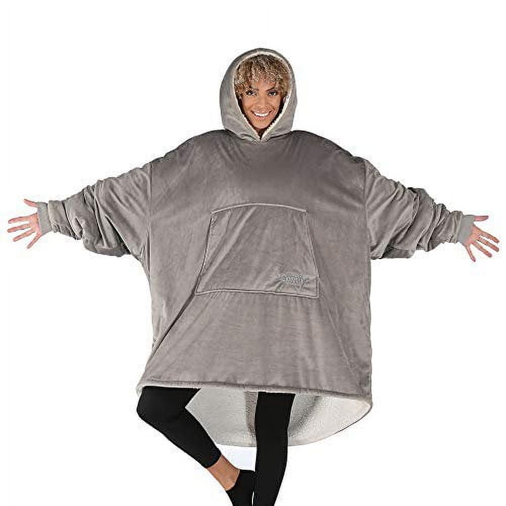 THE COMFY Original Oversized Microfiber & Sherpa Wearable Blanket, Seen On Shark Tank, One Size Fits All, Unisex, Gray