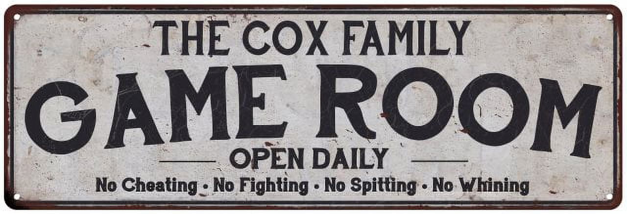 THE COX FAMILY Game Room Country Metal 6x18 Sign 106180042003