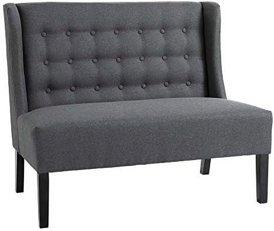 HOMCOM Linen Fabric Upholstery Double Sofa Tufted Loveseat Armless Couch Living Room Furniture with Wood Legs