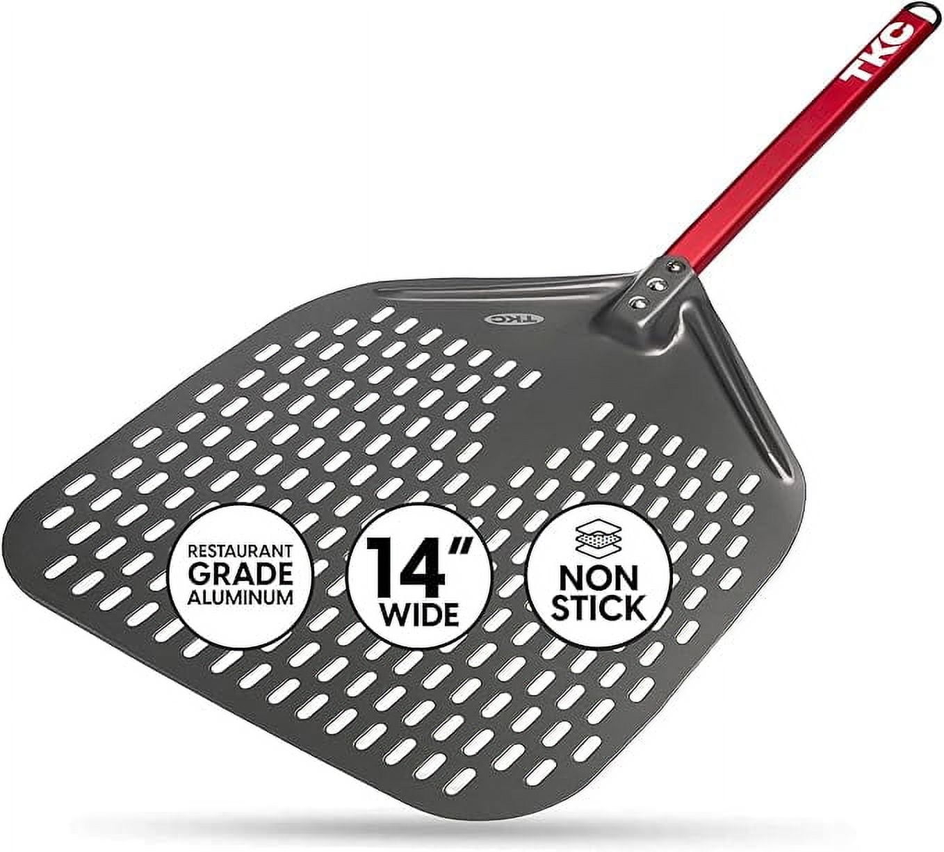 TKC 14 In Perforated Pizza Peel - Aluminum Turning Peel for All Pizza Ovens 31 Black/Red